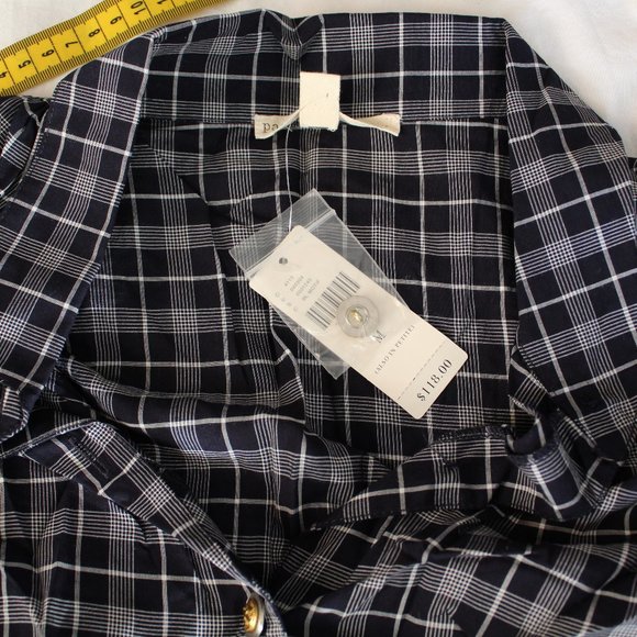NWT Paper Crown Plaid for Anthropologie Tie Front Button Down Blouse Size M - Picture 8 of 14